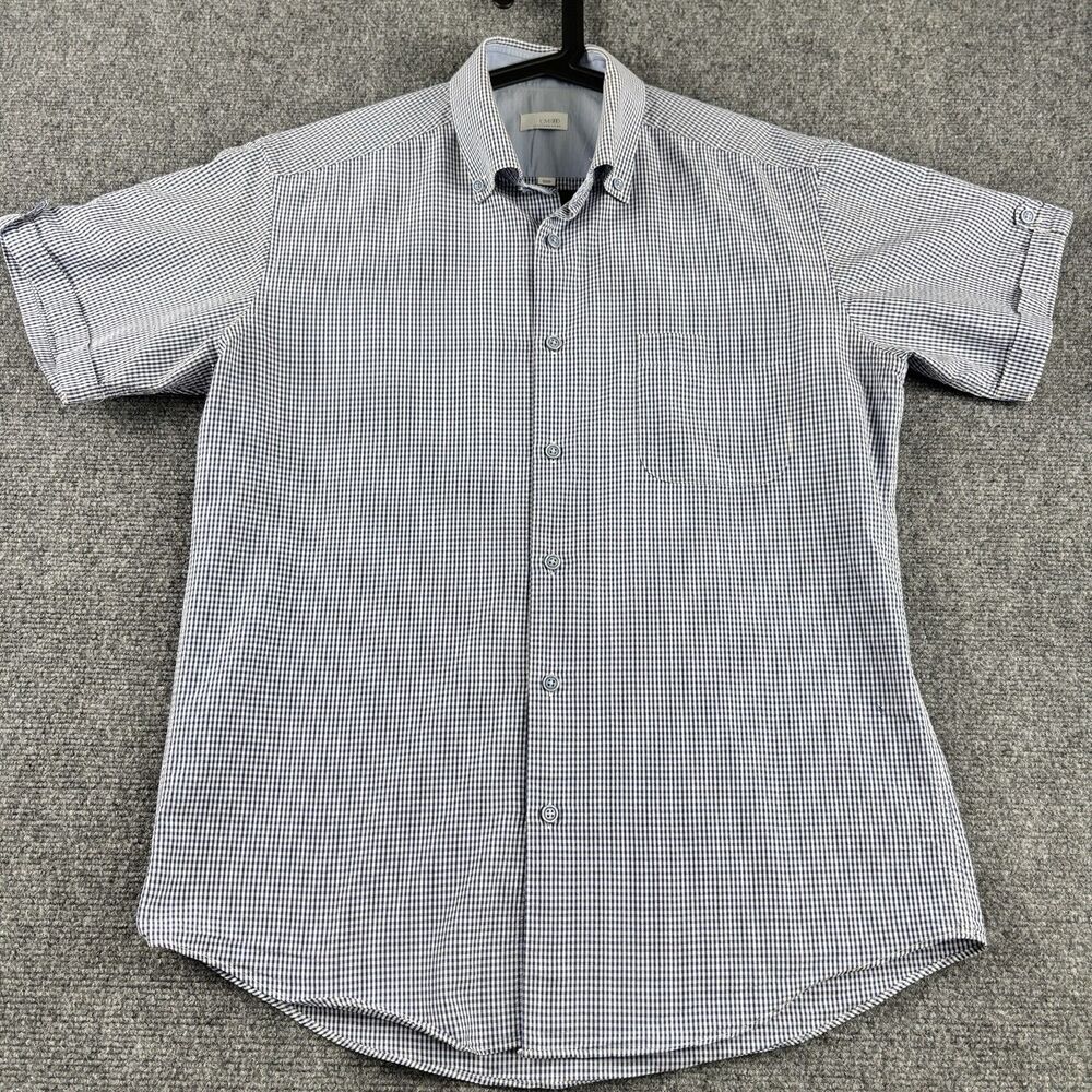 CM900 Mens 100 Shirt Blue Gingham Short Sleeve Pocket Cotton